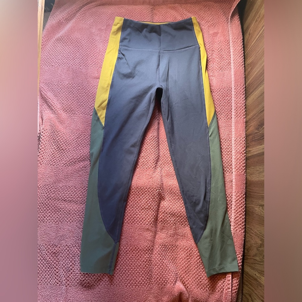 Colorblock Leggings in Blue, Yellow, and Green